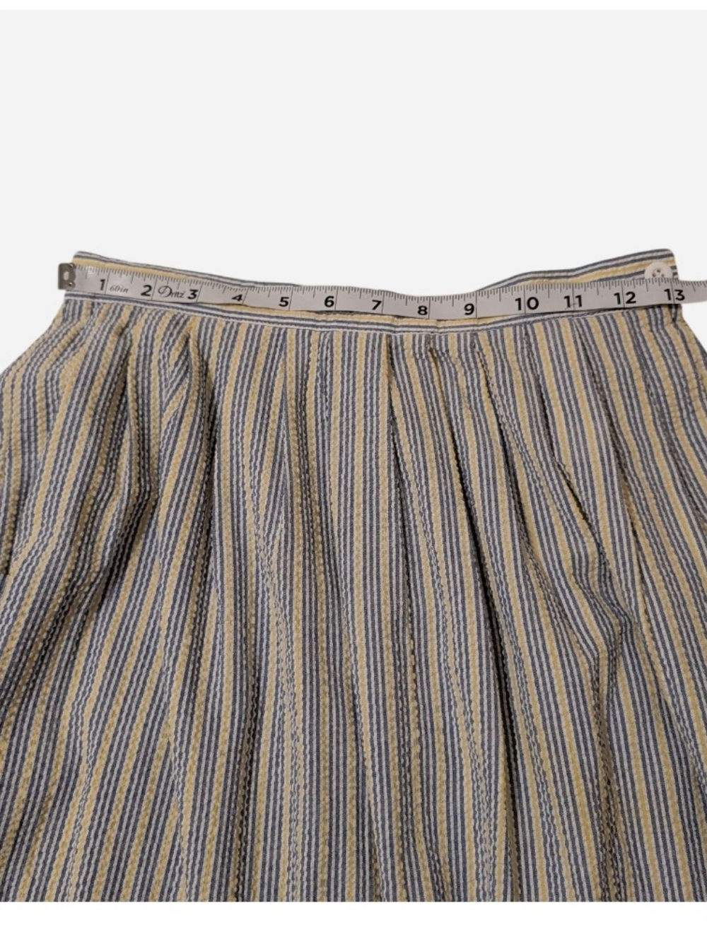 Pre-owned Talbots Blue and Cream Vertical Stripe A-Line Skirt - Picture 4 of 9